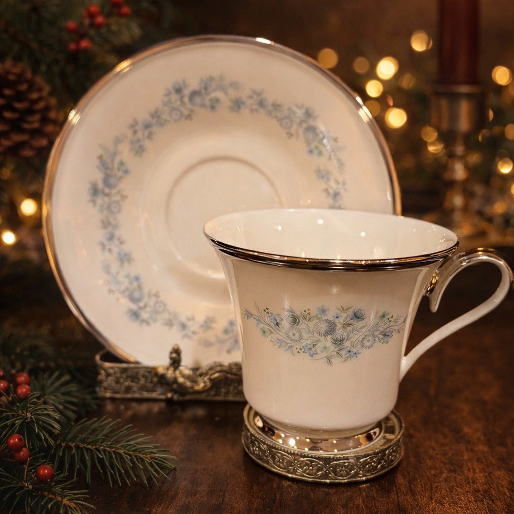Vintage Lenox “Repertoire” Footed Cup & Saucer Set Platinum Trim · Made in USA